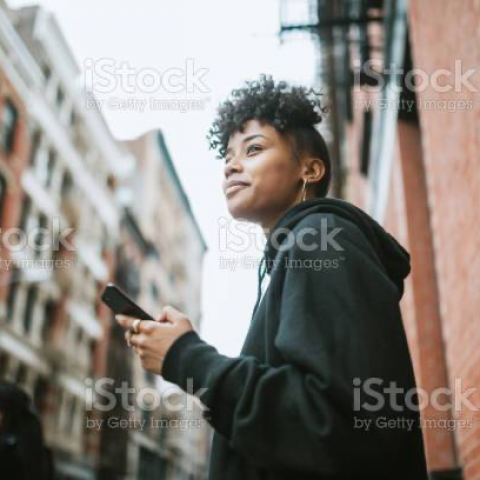 Woman holding a phone